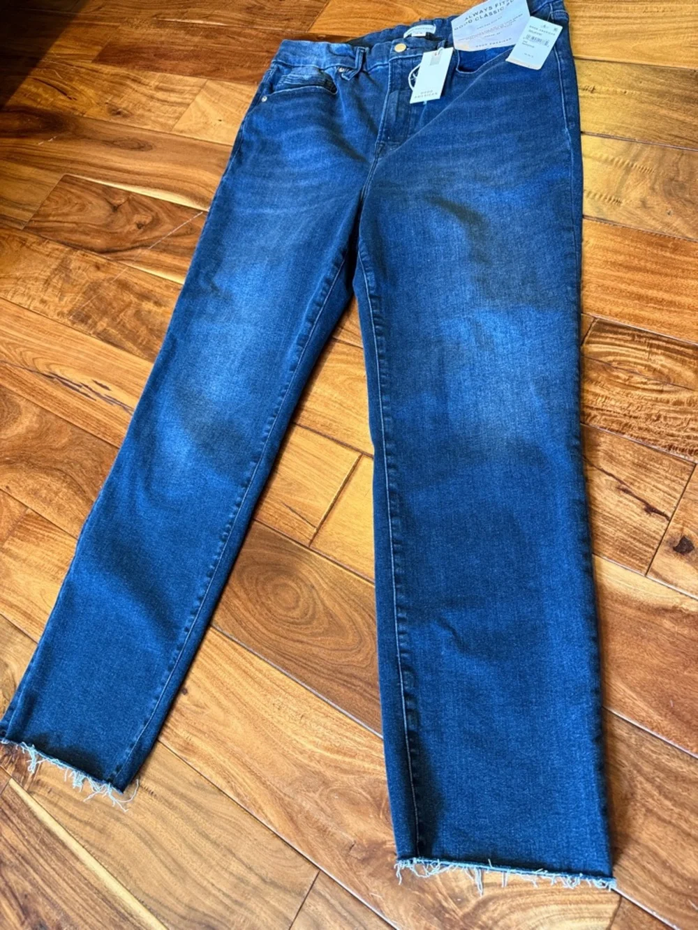 Good American Dark Blue Cropped High-Rise Jeans, Sz 14-18, NWT - Picture 3 of 6